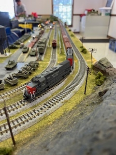 Model train on track